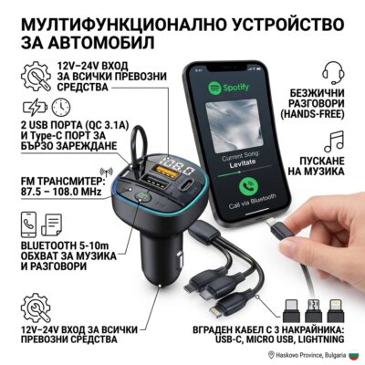 Адаптер за запалка + Трансмитер PA1301